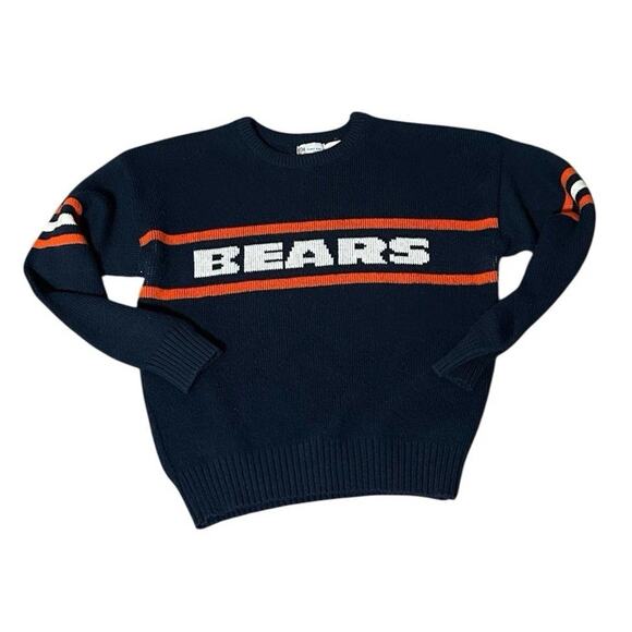 Vintage Cliff Engle NFL Chicago Bears Navy Knit Crewneck Sweater Men Large Ditka